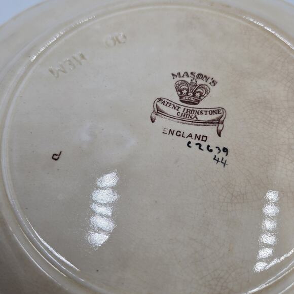 Mason's Patent Ironstone Vintage Ceramic Floral Design, About 8.25" Round - Picture 5 of 7